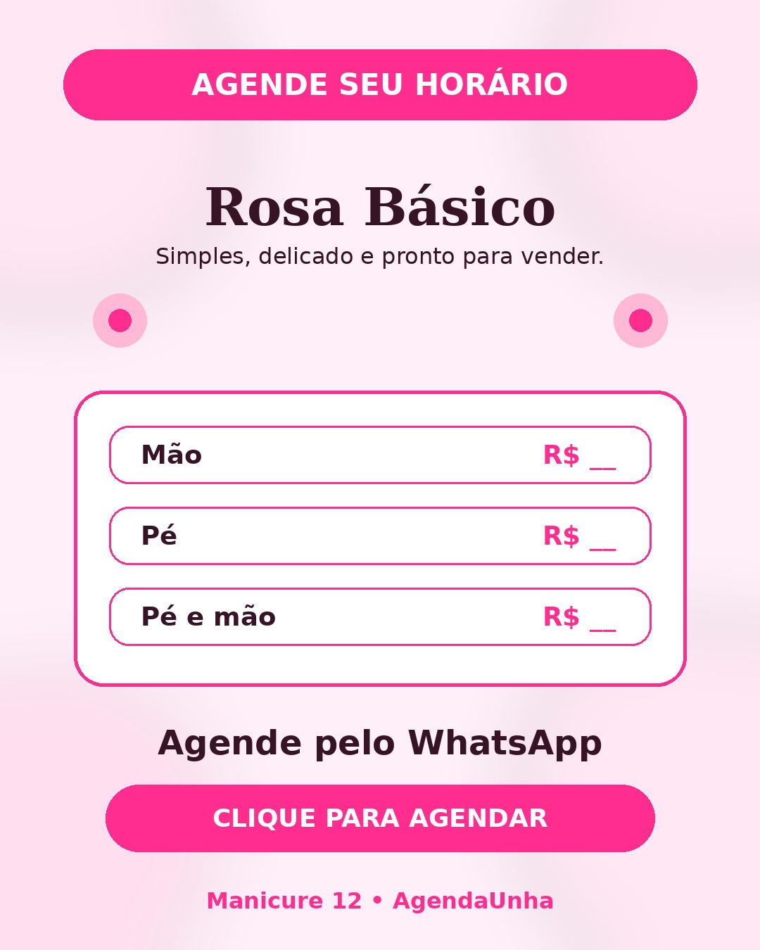 Manicure 12 Rosa Básico